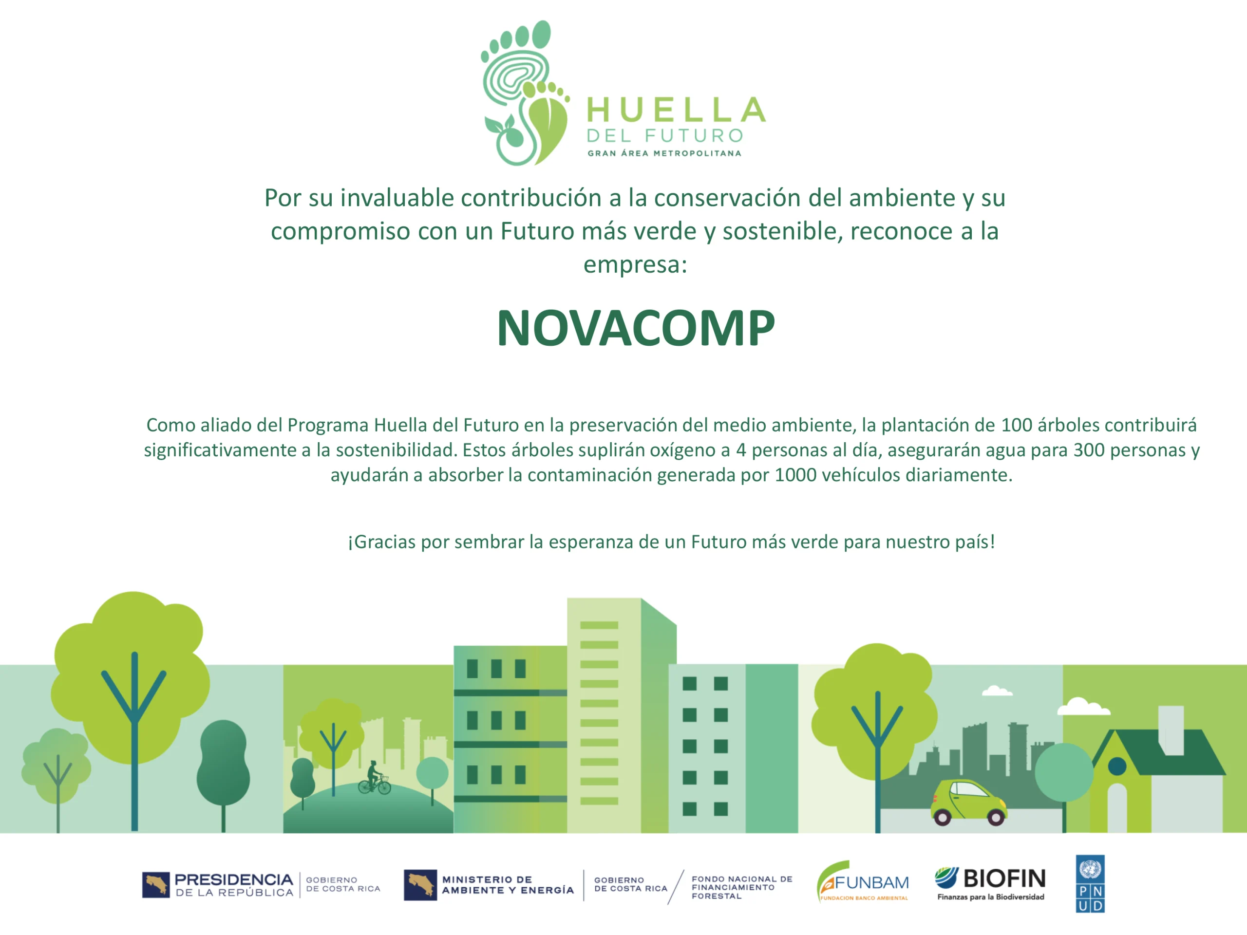 Reconocimiento Aliado Programa Huella del Futuro - Novacomp